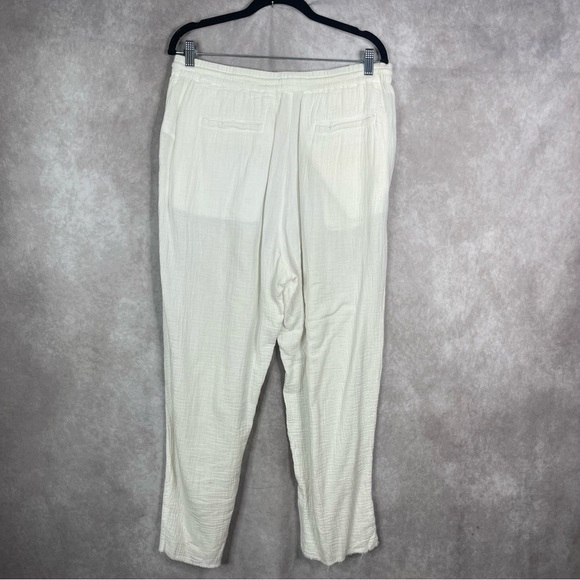 Rails Agnes Drawstring Elastic Waist Wide Leg Gauze Crop Pants In White Size L - Picture 4 of 9